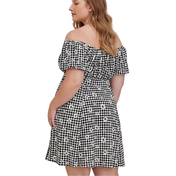 Torrid Mini Textured Knit Puff Sleeve Skater Dress - Picture 2 of 3